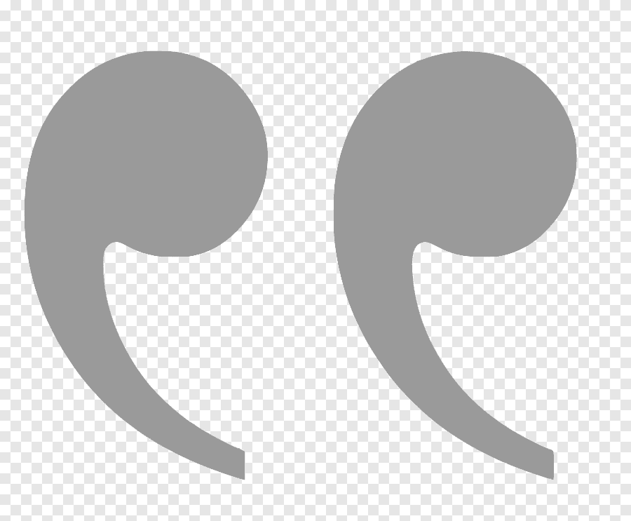Two gray curly quotation marks on transparent background